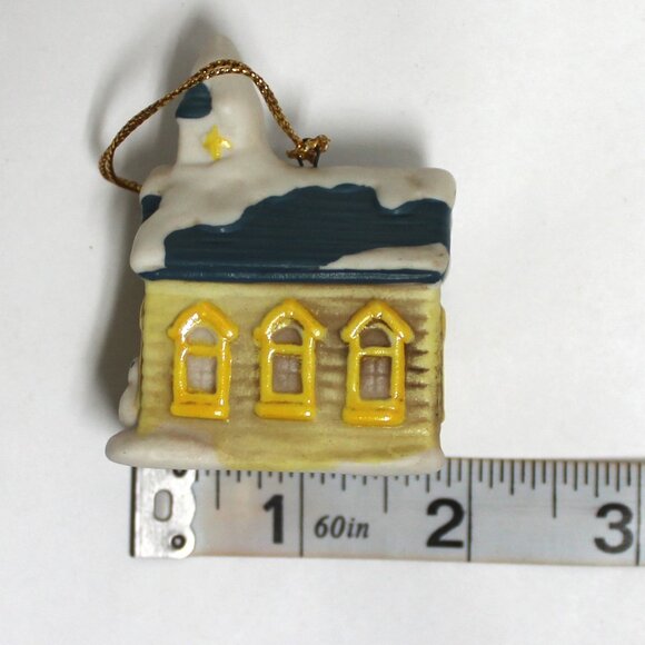 Vintage HOMCO #5555 Set of 4 Christmas Village Building Ornaments - Original Box - Picture 9 of 10